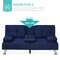 Best Choice Products Modern Linen Convertible Futon Sofa Bed w/ Removable Armrests, Metal Legs, Cupholders